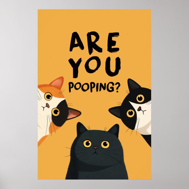 Affiche Drôles Êtes-Vous En Train De Chier Toilettes Chats (Devant)