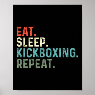 Affiche Drôles Kickboxeurs Manger Sommeil Kickboxing