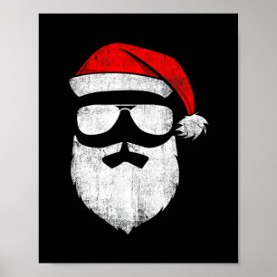 Affiche drôles santa claus visage lunettes de soleil avec