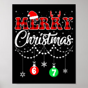 Affiche Drôles Six Sept Joyeux Noël Pyjama Carreaux Rouges