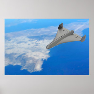 Affiche Drone militaire à jet noir
