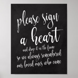 Affiche Drop A Heart In Frame Chalkboard Wedding 8x10 Sign