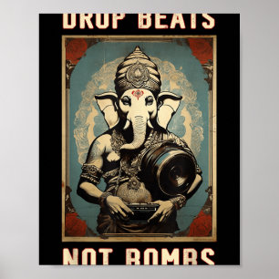 Affiche Drop Beats Not Bombs Anti-guerre Ganesha Ganapati
