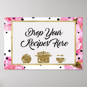 Affiche Drop Your Recipes Here Bridal Shower Sign