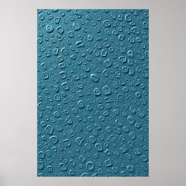 Affiche Droplets numériques incorporés sur surface bleue (Devant)