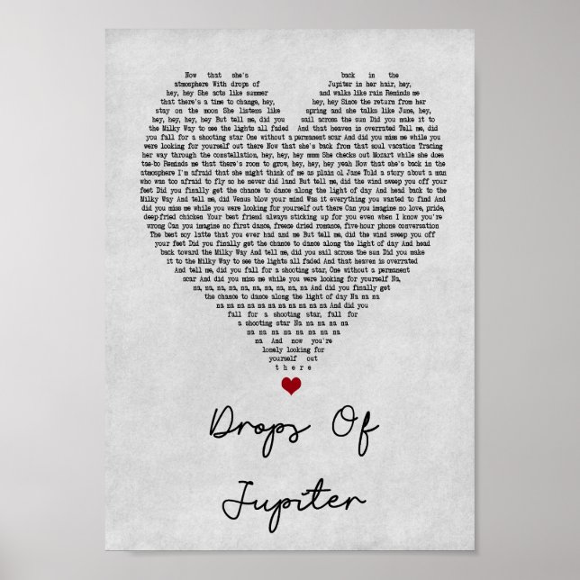 Affiche Drops De Jupiter Grey Coeur Chanson Lyrique Imprim (Devant)