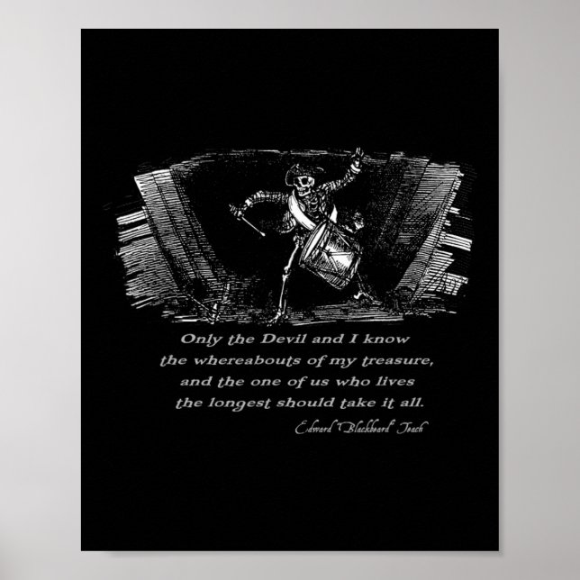Affiche Drumage Squelette Pirate Avec Citation Barbe Noire (Devant)