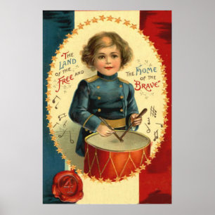 Affiche Drummer Boy Star Rouge Blanc Bleu