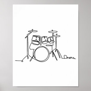 Affiche Drummer Music Design Drums One-Line