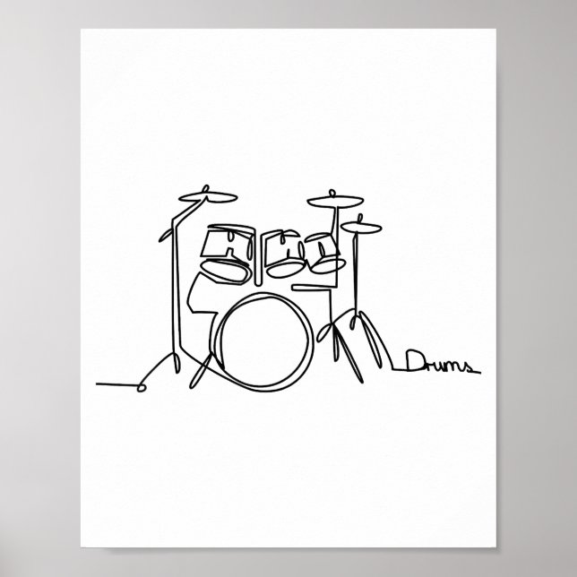 Affiche Drummer Music Design Drums One-Line (Devant)