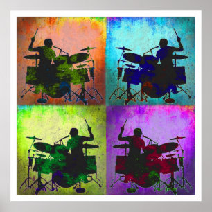 Affiche Drummer Pop art, Copyright Karen J Williams