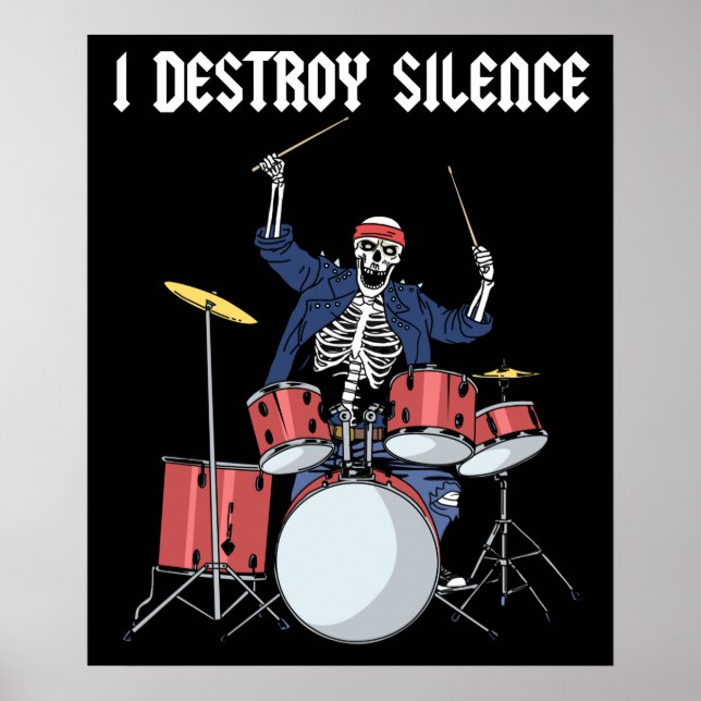 Affiche Drummer Rock Music Band Drums I Destroy Silence (Devant)