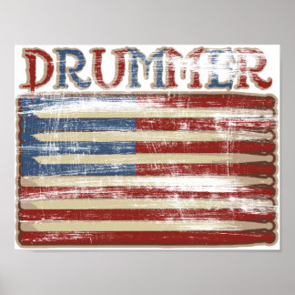 Affiche Drummer Vintage Weathered