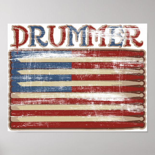 Affiche Drummer Vintage Weathered (Devant)