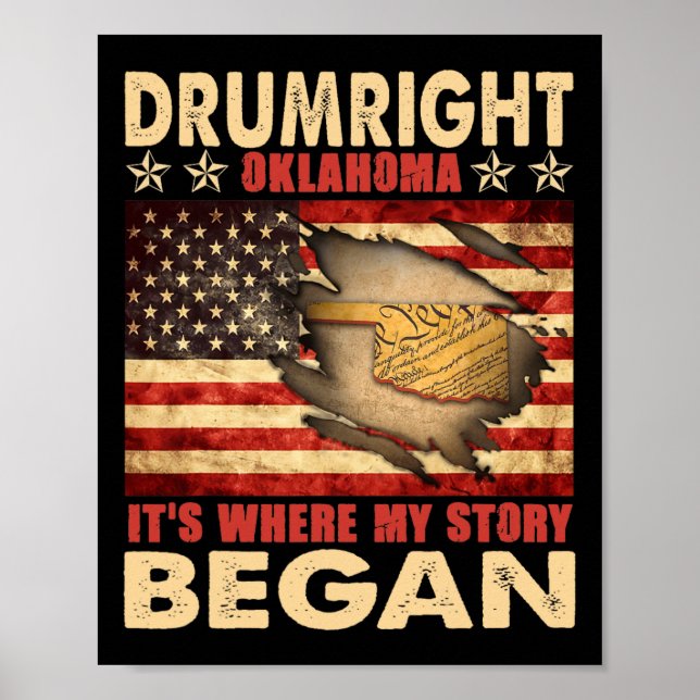 Affiche Drumright Oklahoma Drapeau États-Unis 4 Juillet  (Devant)