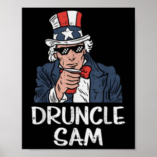 Affiche Druncle Sam Funny Oncle Sam Beer 4 juillet
