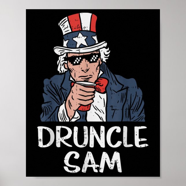 Affiche Druncle Sam Funny Oncle Sam Beer 4 juillet (Devant)