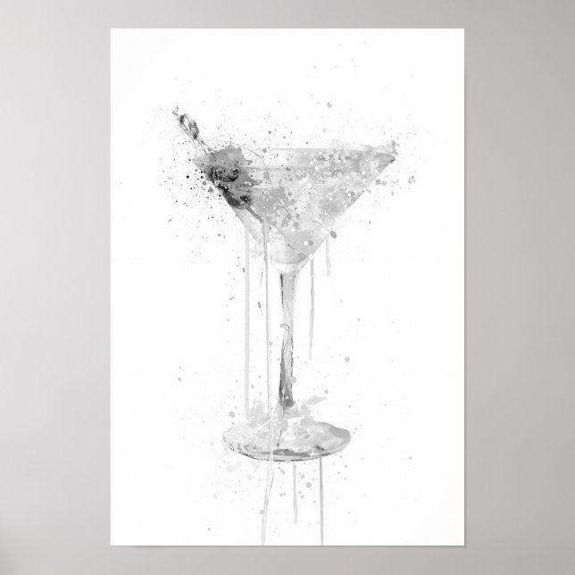 Affiche Dry Martini Cocktail Wall Art Print (Grey Edition) (Devant)