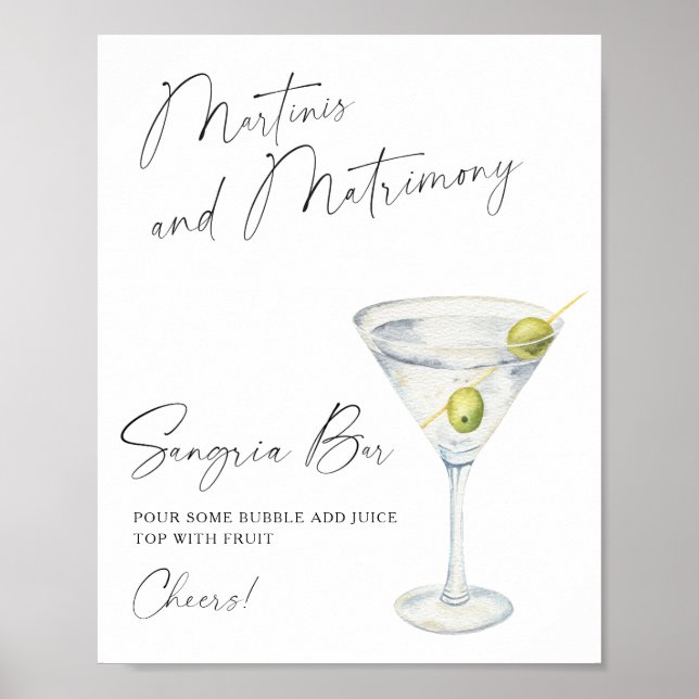 Affiche Dry Martini nuptiale douche sangria bar (Devant)