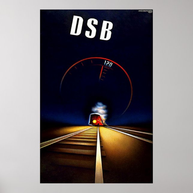 Affiche DSB Danske Statsbaner Train des chemins de fer d'É (Devant)
