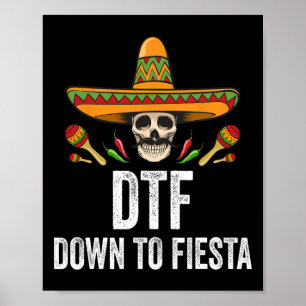 Affiche Dtf À La Fiesta Drôle Crâne Mexicain Cinco De Ma