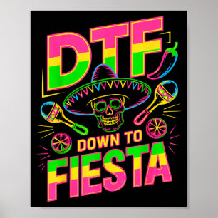 Affiche Dtf jusqu'à la fête crâne drôle mexicain pour cinc