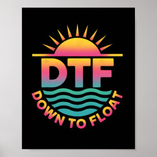 Affiche Dtf vers flotter rivière drôle tubing vacances d'é