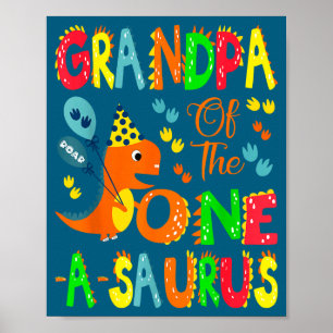 Affiche Du 1er anniversaire de Grand-père Saurus dinosaure