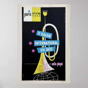 Affiche du 3ème Salon International de Jazz 1954 -