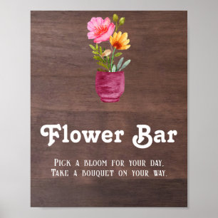 Affiche du bar de fleurs rustique en pot Mason