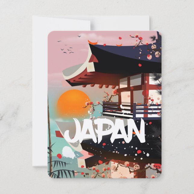 Affiche du bâtiment japonais au soleil couchant (Devant)