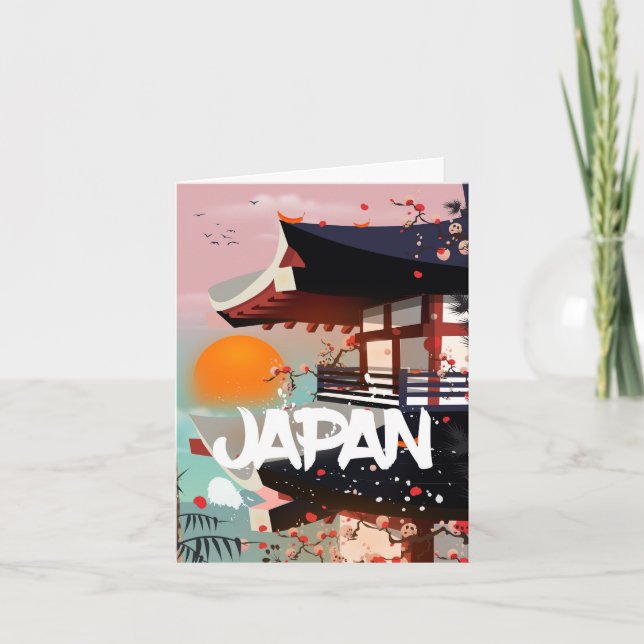 Affiche du bâtiment japonais au soleil couchant (Devant)