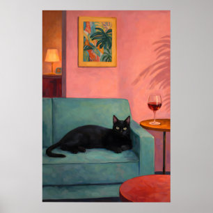 Affiche du Black Cat Lounge, Salon rétro cosy