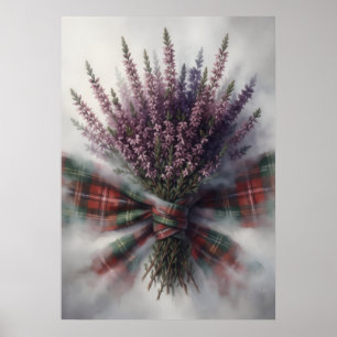Affiche du bouquet de bruyère écossaise avec noeud