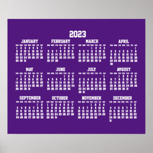 Affiche du calendrier annuel violet 2023