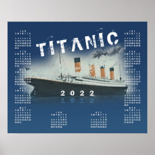 Affiche du calendrier bleu RMS Titanic 2022