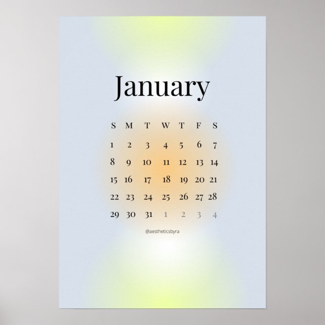 Affiche du calendrier de janvier 2023 (Devant)