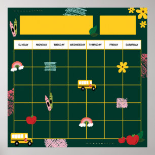 Affiche du calendrier de la salle de classe de l'e