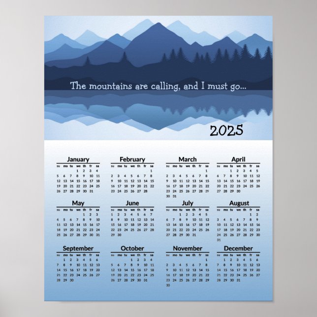 Affiche du calendrier de réflexions de Blue Mounta (Devant)