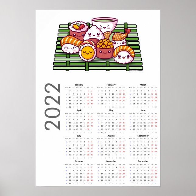 Affiche du calendrier des sushis 2022 (Devant)