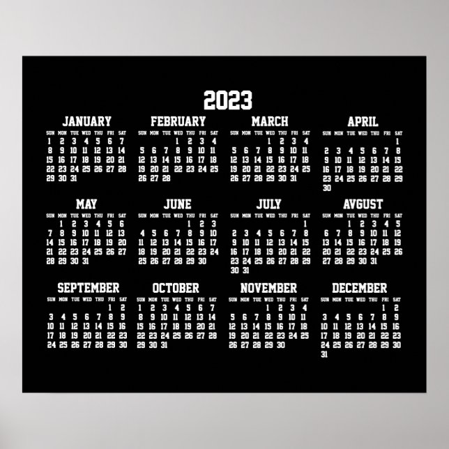 Affiche du calendrier noir annuel 2023 (Devant)