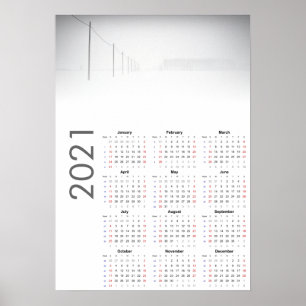 Affiche du calendrier paysage neigeux 2021