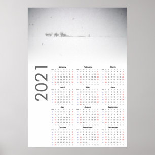 Affiche du calendrier paysage neigeux 2021