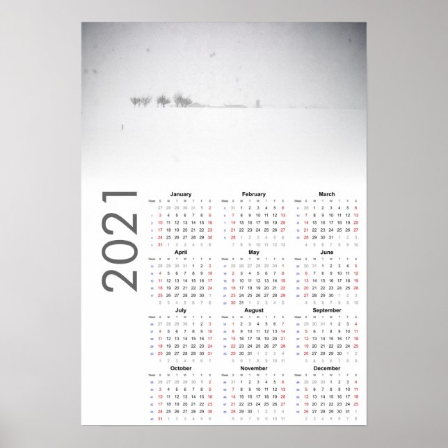 Affiche du calendrier paysage neigeux 2021 (Devant)