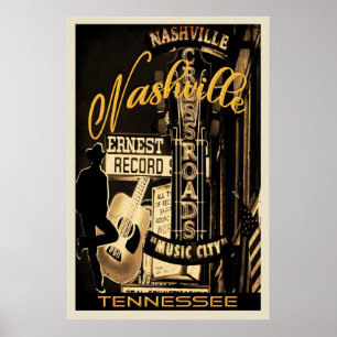Affiche du centre-ville de Nashville sur Broadway