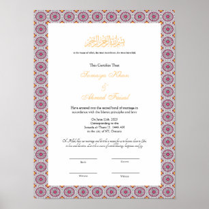 affiche du certificat nikkah