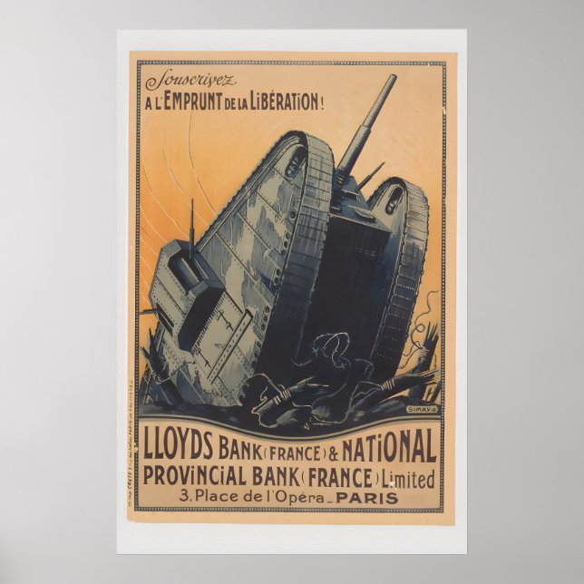 Affiche du Char Français 1918 - Lloyds Bank (Devant)