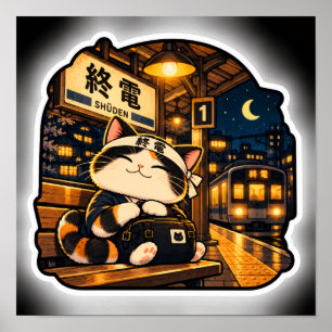 Affiche du Chat du Dernier Train Art de Nuit de