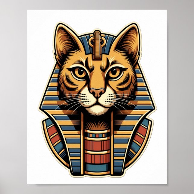 Affiche du Chat Pharaon Égyptien – Mur de l'Égypte (Devant)