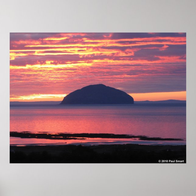 Affiche du coucher de soleil d'Ailsa Craig (Devant)